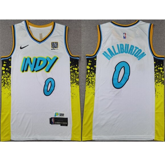 Mens Youths Kids 0 Tyrese Haliburton White City Stitched Jersey